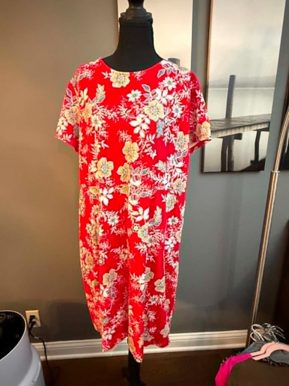 Adorable JJill red print short sleeved Petite XL dress - Picture 2 of 4